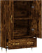vidaXL - Hoge - kast - 69,5x31x115 - cm - bewerkt - hout - gerookt - eikenkleurig