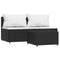 3-delige Loungeset met kussens poly rattan zwart