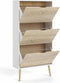 Schoenenkast - Wit/Eiken - 12 paar - Uitlopende massief houten voet - 70,2 x 23,9 x 138,9 cm