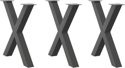 vidaXL - Eettafelpoten - 3 - st - X-vormig - 70x(72-73) - cm - staal - antraciet