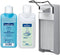 ingo-man® ELS 26 A/25, dispenser voor vloeibare zepen en desinfectiemiddelen, voor 500 ml standaard Euroflessen, lange bedieningshendel, geanodiseerd aluminium, mat zilver, verwisselbare 25 ml roestvrijstalen pomp met rechte aanzuigslang
