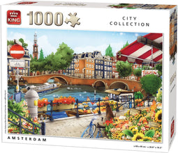 King Puzzel 1000 Stukjes - Amsterdam - Legpuzzel Steden (68 x 49 cm) - Multicolor
