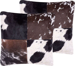 MARADY - Sierkussen set van 2 - Bruin - 45 x 45 cm - Leer