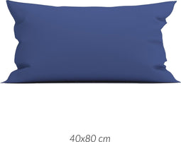 Zohome Kussensloop Satinado - Kussenhoes van 40x80 cm - Set van 2 stuks - 100% Katoen-Satijn - Blauw