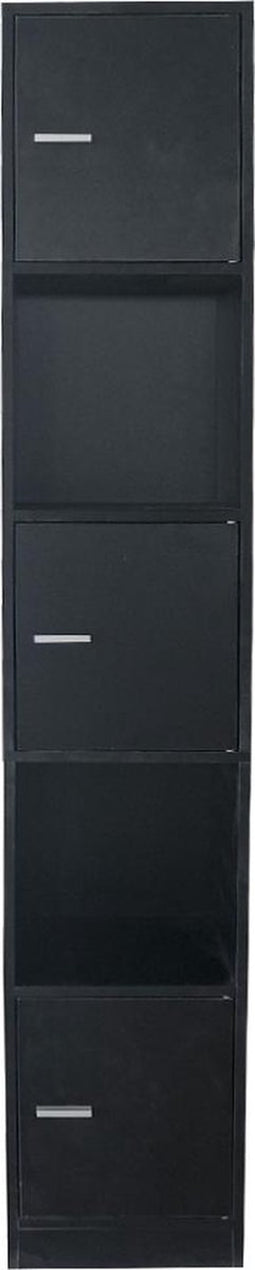 Kolomkast badkamer - opbergkast badkamer slaapkamer of hal - 180 cm hoog - zwart