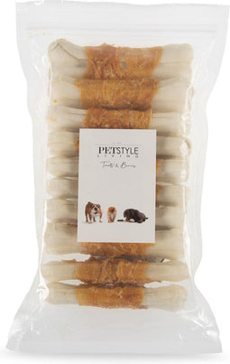Petstyle Living Geperst Bot met Kip - 10 Stuks - 12,5cm - Hondensnacks - Kauwbot