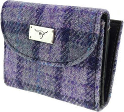 Dames Portemonnee Jura Paars geruit - Harris Tweed - Glen Appin of Scotland