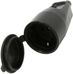 Beschermende contactkoppeling zwart met rubber bekleed met deksel