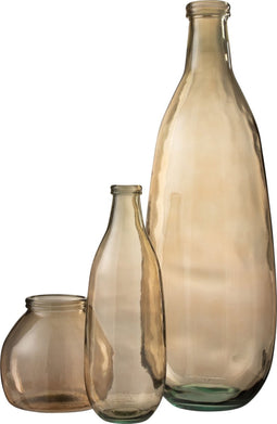 J-Line vaas Bol - glas - lichtbruin - 20 cm hoog