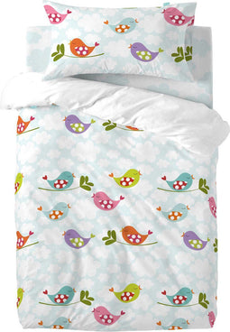 Dekbedovertrek set HappyFriday Mr Fox Little birds Multicolour Wieg voor baby's 2 Onderdelen