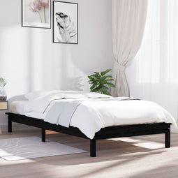 vidaXL - Bedframe - massief - grenenhout - zwart - 90x190 - cm
