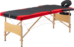 vidaXL - Massagetafel - inklapbaar - 3 - zones - hout - zwart - en - rood