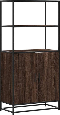 vidaXL - Hoge - kast - 68x35x139 - cm - bewerkt - hout - en - metaal - bruin - eikenkleur
