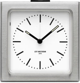 LEFF amsterdam - Block - Alarm - Staal/Wit - Design - Staande Klok