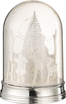 J-Line decoratie Stolp Kerst - kunststof - wit - small - LED lichtjes