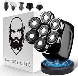 Sansbeauté® SkullSharp PRO - 6-in-1 Scheerapparaat - Draadloos Opladen - Zwart