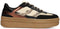 POSH by Poelman BODIE - Dames Sneakers - Chunky met panterprint en teddy - Zwart met combinatie