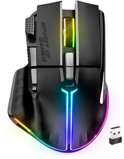 Spirit of Gamer PRO M5 DARK WIRELESS - Gaming Muis - RF Wireless + Bluetooth + USB Type-C - 8000 DPI - Zwart
