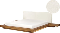ZEN - Tweepersoonsbed met LED - Lichthout - 180 x 200 cm - Bouclé