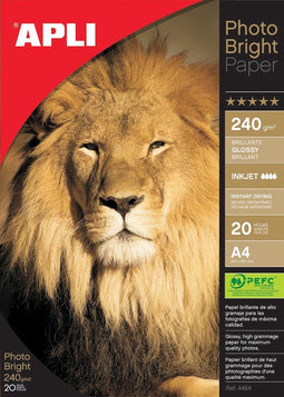 APLI pakken fotopapier PK 20 FOTOPAP.A4 BRIGHT 200GR