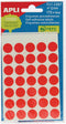 Apli ronde etiketten in etui diameter 13 mm, rood, 175 stuks, 35 per blad (2057)