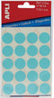 Apli ronde etiketten in etui diameter 19 mm, blauw, 100 stuks, 20 per blad (2064)