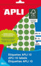 Apli ronde etiketten in etui diameter 19 mm, geassorteerde kleuren, 100 stuks, 20 per blad (7109)
