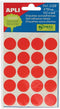Apli ronde etiketten in etui diameter 19 mm, rood, 100 stuks, 20 per blad (2065)