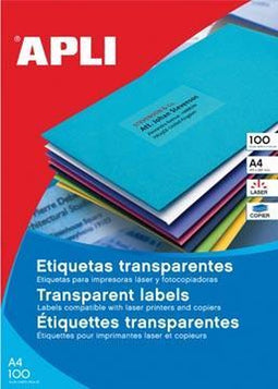 Apli Transparante etiketten formaat 70 x 37 mm (b x h) 2.400 stuks 24 per blad doos van 100 blad