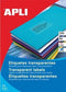 Apli Transparante etiketten formaat 70 x 37 mm (b x h) 2.400 stuks 24 per blad doos van 100 blad