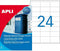 Apli Weerbestendige etiketten formaat 646 x 338 mm (b x h) 480 stuks 24 per blad doos van 20 blad