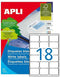 Apli Witte etiketten ft 63,5 x 46,6 mm (b x h), 1.800 stuks, 18 per blad (2415)