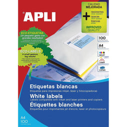 Apli - witte etiketten ft 70 x 33,8 mm (b x h), 2.400 stuks, 24 per blad (1293)