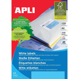 Apli - Witte etiketten ft 99,1 x 67,7 mm (b x h), 800 stuks, 8 per blad (2420)