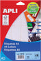 Apli witte etiketten Print & Write ft 34 x 53 mm (b x h), 180 stuks, 12 per blad (1874)