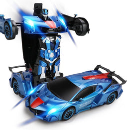 MEWAU 1:12 RC transformerende auto/robot - 2 in 1 afstand bestuurbare auto - gebaar waarneming - blauw
