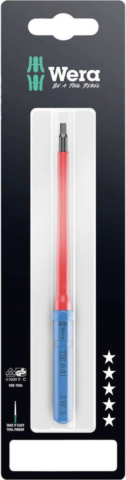 Wera Kraftform Kompakt VDE 64 i 3,0 x 157 mm TIE SB Elektronica Inbus Verwisselbare kling 3.0 mm