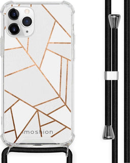 iMoshion iPhone 11 Pro - Hoesje met Koord - Verstelbaar Koord - Wit Meerkleurig Goud