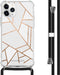 iMoshion iPhone 11 Pro - Hoesje met Koord - Verstelbaar Koord - Wit Meerkleurig Goud