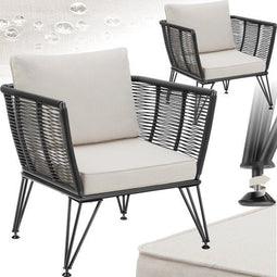 tectake® Sundo - Tuin Loungefauteuils - 2-delige set - Rope-Design