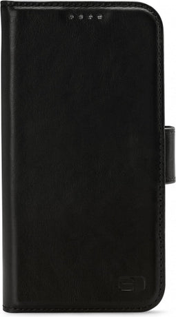 Apple iPhone 12 Mini Hoesje - Senza - Pure Serie - Echt Leer Bookcase - Deep Black - Hoesje Geschikt Voor Apple iPhone 12 Mini