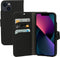 Apple iPhone 13 Hoesje - Saffiano Wallet/Portemonnee hoesje - Magneet Sluiting - 3 Opbergvakken - Zwart - Mobiparts