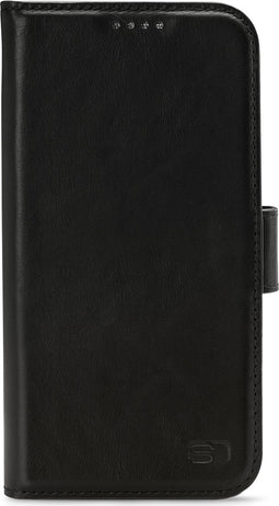 Apple iPhone 13 Hoesje - Senza - Pure Serie - Echt Leer Bookcase - Deep Black - Hoesje Geschikt Voor Apple iPhone 13