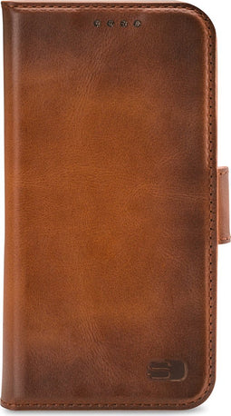 Apple iPhone 13 Pro Max Hoesje - Senza - Desire Serie - Echt Leer Bookcase - Burned Cognac - Hoesje Geschikt Voor Apple iPhone 13 Pro Max