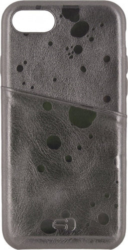 Apple iPhone SE (2020) Hoesje - Senza - Glam Cardslot Serie - Echt Leer Backcover - Metallic Gray - Hoesje Geschikt Voor Apple iPhone SE (2020)