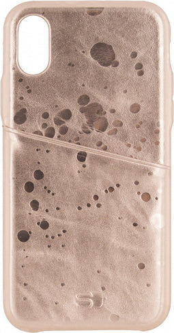 Apple iPhone Xs Hoesje - Senza - Glam Cardslot Serie - Echt Leer Backcover - Metallic Rose - Hoesje Geschikt Voor Apple iPhone Xs