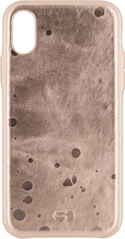 Apple iPhone XS Hoesje - Senza - Glam Serie - Echt Leer Backcover - Metallic Rose - Hoesje Geschikt Voor Apple iPhone XS