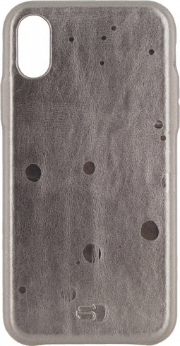 Apple iPhone Xs Hoesje - Senza - Glam Serie - Echt Leer Backcover - Metallic Gray - Hoesje Geschikt Voor Apple iPhone Xs