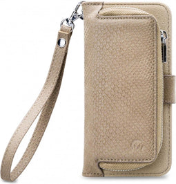 Apple iPhone XS Max Hoesje - Mobilize - Gelly Zipper Serie - Kunstlederen Bookcase / 2in1 Case - Latte - Hoesje Geschikt Voor Apple iPhone XS Max