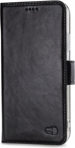Apple iPhone XS Max Hoesje - Senza - Pure Serie - Echt Leer Bookcase - Deep Black - Hoesje Geschikt Voor Apple iPhone XS Max